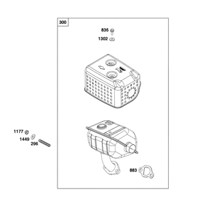 Engine >> Exhaust Diagram and Parts List for 021024-00  Briggs and Stratton Pressure Washer